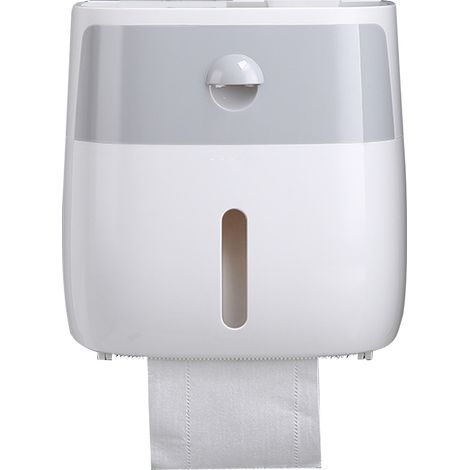 Boîte de rangement pour papier toilette double couche, adhésive et murale, avec tiroir. (1/5)