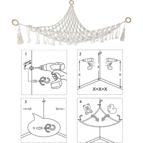 Hamac pour peluches, filet de rangement pour jouets, hamac mural en filet, organisateur de jouets pour enfants (1/5)