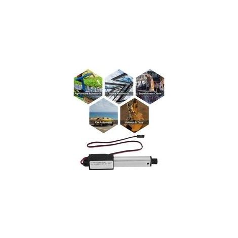 Actionneur linéaire miniature électrique - Course de 2 pouces, 64 N/14,4 lb, vitesse de 0,6 pouce/s, mouvement étanche, petit, 12 V CC (1/4)