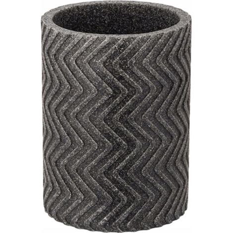 Taza de baño Sano de poliresina, gris mate, 500 ml, con estampado en zigzag en relieve.