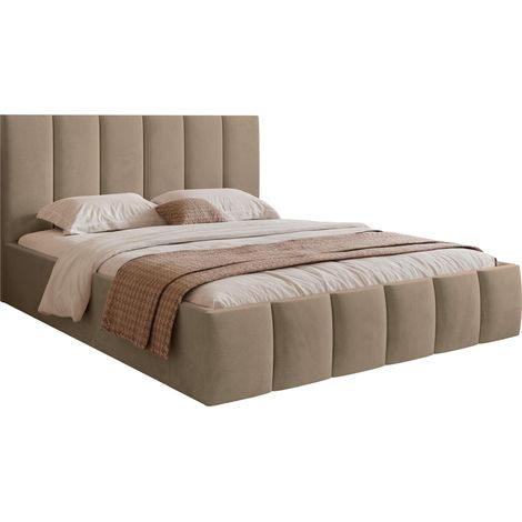 Selsey Sarafino - Polsterbett 160x200 cm, mit Bettkasten und Lattenrost, dunkelbeige (1/4)
