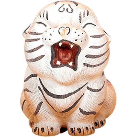 Niedliche kleine Tigerfigur aus lila Ton, handgefertigtes Ornament