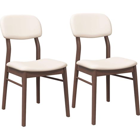 Sedie da Pranzo con Cuscini 2pz Marrone Legno Massello di Hevea vidaXL (1/5)