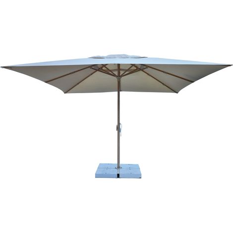 Ombrellone da Giardino 4x4 m Palo Ø60 mm in Alluminio Legno Rovere Telo in Poliestere Ecrù