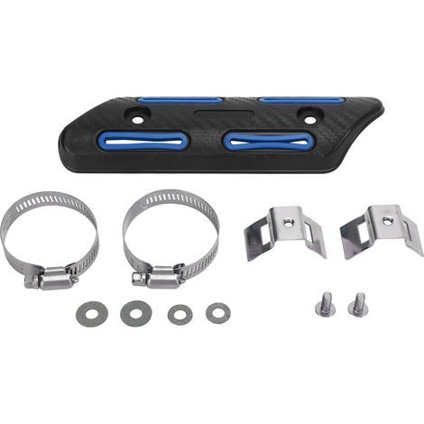 Protection thermique d'échappement bleue pour motos 4 temps, quads, côte à côte et tout-terrain (1/5)
