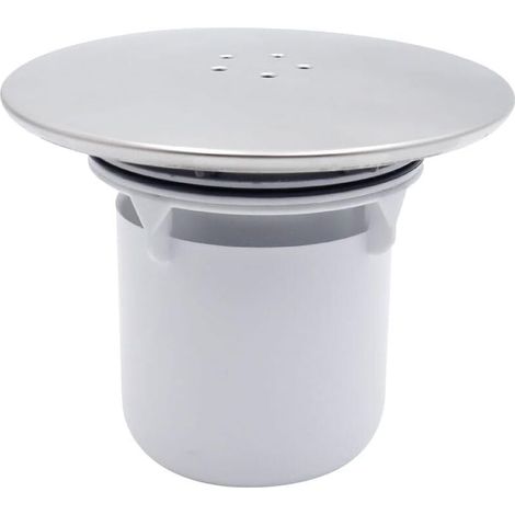 Bouchon de vidange de douche, Couvercle de siphon de douche pour bonde de douche de 90 mm/115 mm, Couvercle de rechange pour sortie de douche finition chromée, Base blanche (1/5)
