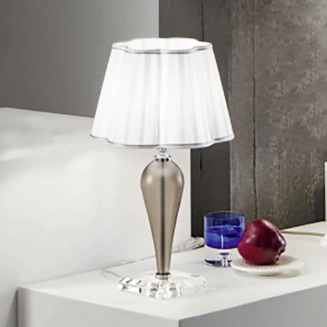 Lampada da tavolo 25x46 cm DEBUSSY luci in vetro lavorato a mano Fume' (1/2)