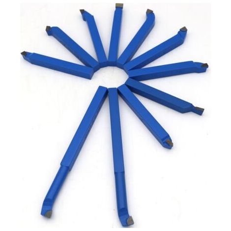Jeu de 11 outils de tournage et de fraisage, fraise à souder en carbure cémenté 8 x 8 mm, alésage brasé, pour tours CNC et usinage des métaux. (1/3)