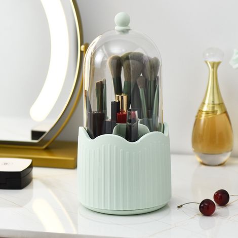 Porte-pinceaux de maquillage transparent et anti-poussière, boîte de rangement rotative à 360°, porte-stylo de bureau, porte-pinceaux pour fards à paupières, boîte de rangement pour rouge à lèvres en (1/5)