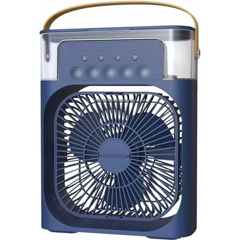 Ventilatore umidificatore da tavolo - Ricaricabile tramite USB - Diverse velocità di ventilazione - Portatile - Adatto per ufficio e casa - Blu + 19,7 x 6,3 x 14,5 cm (1/3)