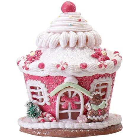 Gingerbread House Decorative Holiday Christmas Tree Ornament with Castle, Candy Tree Castle powder (1/5)