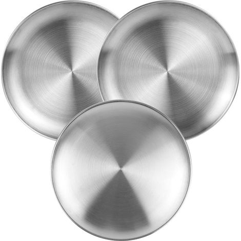 3er Pack Edelstahl Servierplatten, runde Teller für Grillen Präsentation zum Grillen und Picknick (1/5)