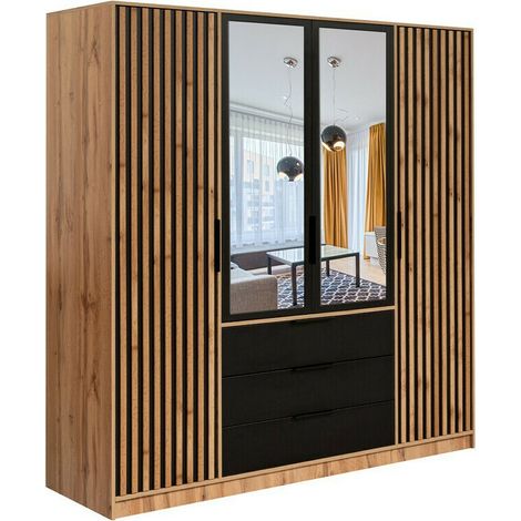 Armario Enolevo 102 , 200x196x58cm, Puertas de armario: Con bisagras, Número de estantes: 8 (1/5)