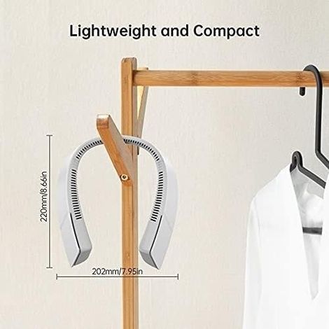 Ventilateur de cou portable - mains libres,avec 3 vitesses réglables,rechargeable de type C - pour travail,cuisine-Blanc (1/3)