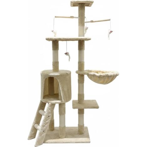 Mehrstöckiger Katzenkratzbaum mit Bett, Spielzeug und verstärkter Konstruktion Default Title (1/5)