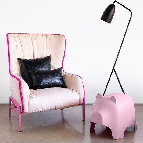 Pouf - BALVI - Stackable Pig - Pale Pink - Polypropylene - 1 seat
