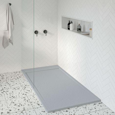 KOES - Receveur de douche en résine modèle AMUR – 80x180 – Bleu brumeux RAL 7035 (1/5)