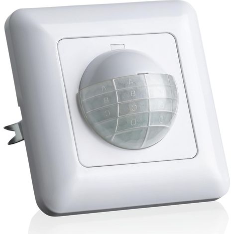 2 Détecteur de mouvement, Montage encastré, Capteur infrarouge 10m, Angle 190°, Programmable, Intérieur (1/5)