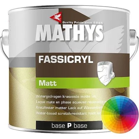 Mathys Fassicryl Matt Laque Mate Blanche pour Bois, Plastique et Métal Préparés – Résistante aux Rayures – Intérieur – 1 L