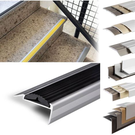 Profilés de nez de marches en aluminium Profilés de sol antidérapants Avec matériel de montage simple Power Grip Longueur: 134 cm Noir