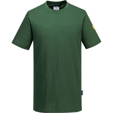 Camiseta de trabajo ESD, antiestática AS20 S Verde bosque (1/2)