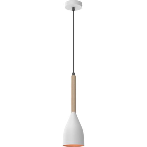 Suspension blanche intérieur doré bois Muza E27 Luminex