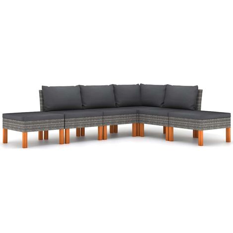 Maison Exclusive - Set Divani da Giardino 6 pz con Cuscini in Polyrattan Grigio (1/5)