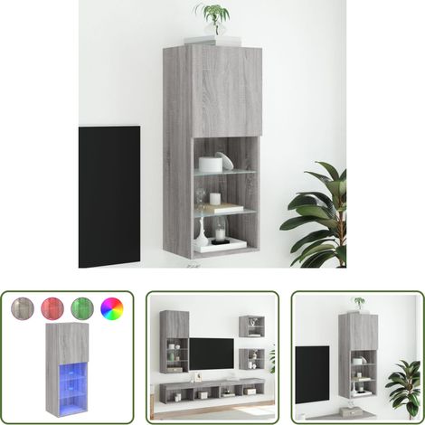 LED-Leuchten -  TV-Schrank mit LED-Leuchten Grau Sonoma 40,5x30x102 cm (1/5)