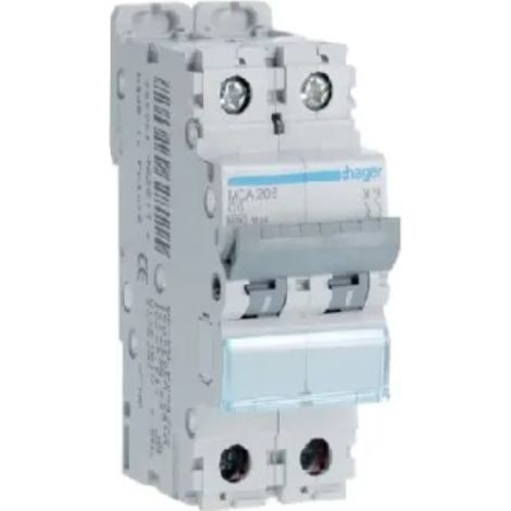 Hager interruttore automatico di comando 2 poli 6a 6 ka c 2 moduli mca206
