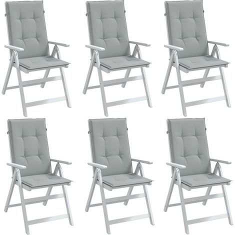 Hochlehner-Auflagen 6 Stk. Melange Hellgrau 120x50x4 cm Stoff