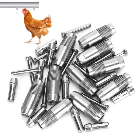 Lot de 10 abreuvoirs automatiques en acier inoxydable pour poules (1/5)