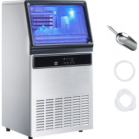Mophorn Macchina per Ghiaccio Commerciale, 59kg/24 ore con Capacità di Stoccaggio 15kg, 45 Cubetti per Ciclo, Apparecchio Indipendente e Sottobanco in Acciaio Inox con Schermo LED