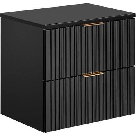 Mobile sottolavabo NOXERA 60 cm – Nero opaco – 2 cassetti + piano per lavabo