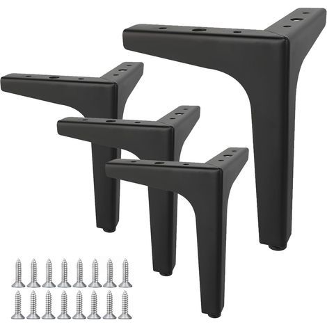 4 Pieds de Meuble,Pied Canapé,Charge Jusqu'à 800 KG,Pied de Table Métal,Legs Support de Table, avec Vis,Adapté pour Canapés, Meubles TV,Tables Basses,Armoires et Tables de Chevet,13 cm(Noir) (1/5)