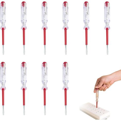 Lot de 10 tournevis testeurs de courant, testeurs de tension et de phase pour installations électriques, rideaux et montage au plafond (1/5)