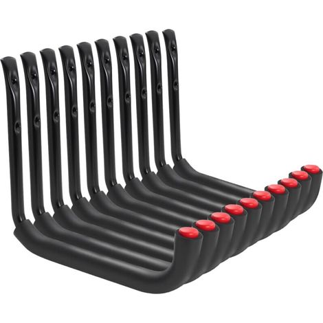 Crochets de garage, lot de 10 supports muraux pour outils de rangement avec bras articulé de 25 x 23 cm, robustes et adaptés aux outils de jardin, échelles, vélos et objets encombrants - 25 x 23 cm