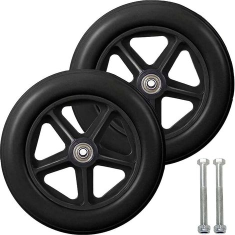 Rueda delantera de 8 pulgadas, 2 ruedas de repuesto para silla de ruedas, neumático sólido antideslizante, 190 mm gris en negro