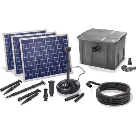 Kit pompe solaire bassin avec filtre gros débit Premium 5000L-150W Substitution (1/4)