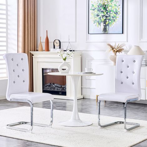 Lot de 2 fauteuils de salle à manger vintage en similicuir crocodile, ornés de boucles cristal et d’un dossier rembourré, élégance mystérieuse pour votre coin repas, avec pieds métalliques galvanisés.