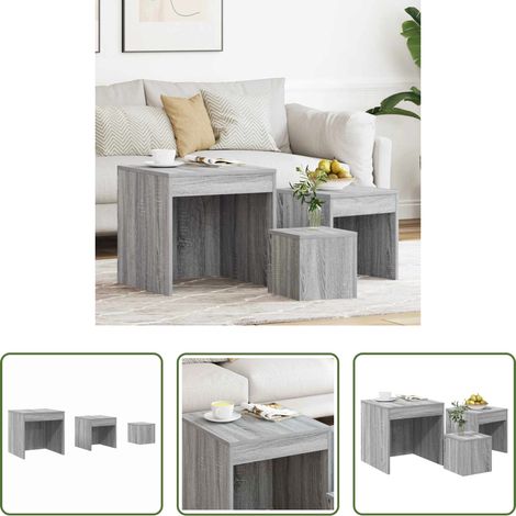 Tables d'appoint - Tables gigognes 3 pcs Sonoma gris Bois d'ingénierie (1/5)