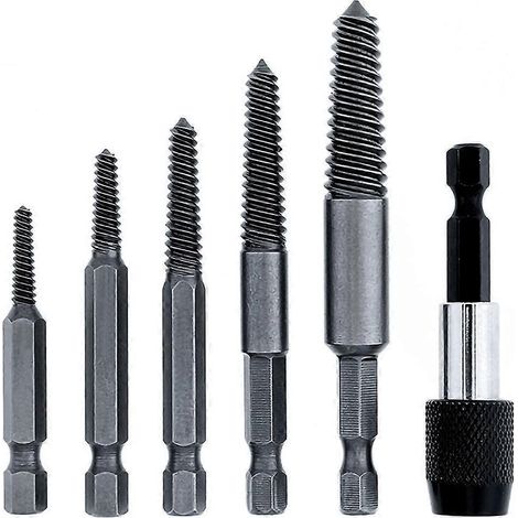 Kit de 6 extracteurs de vis endommagées et de boulons cassés avec mandrins de 1/4" (1/5)