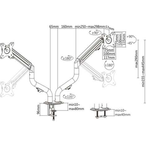 Gembird MA DA2 02 Neigungsverstellbarer Tischhalter schwarz (1/3)
