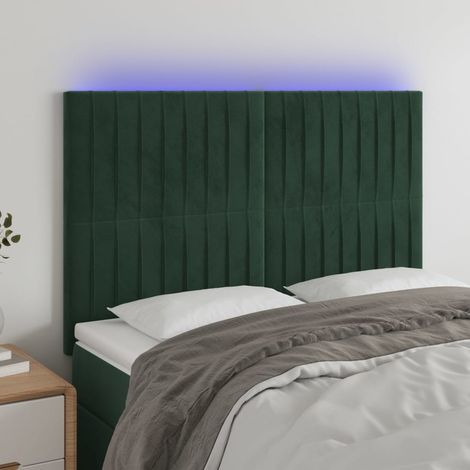 Cabecero con luces LED terciopelo verde oscuro 144x5x118/128 cm vidaXL