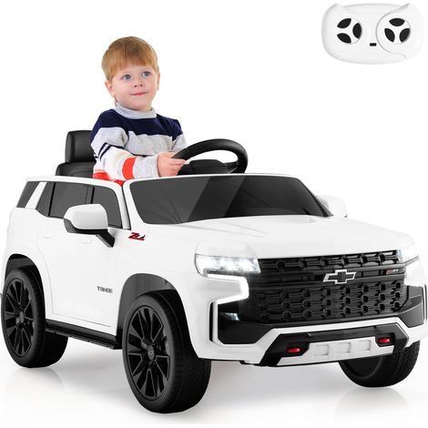 COSTWAY 12V Macchina Elettrica per Bambini Chevrolet, SUV Elettrica con Telecomando Luci Luminose e Musica, 3-3,5 km/h, Ideale per Bambini di 3-6 Anni (Bianco) (1/5)