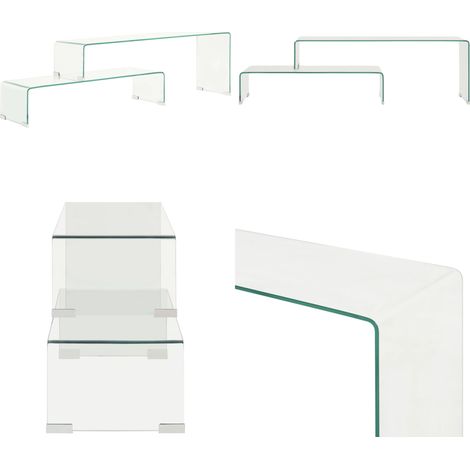 Ensemble de table basse 2 pcs 90x30x20/110x30x40cm Verre trempé - Table Basse - Table D'appoint - Meuble Moderne - Table Extensible - Verre Trempé - Home & Living (1/5)