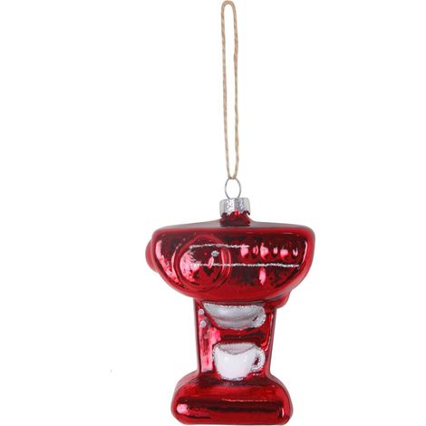 TrendLine Weihnachtskugel aus Glas Kaffeemaschine 9,5 x 7 cm rot-weiß