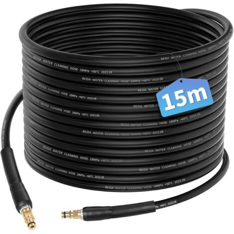 Tuyau flexible de 15 m adapté aux accessoires de machine de nettoyage haute pression Karcher K2 K3 K4 K5 K6 K7 tuyau d'extension de remplacement pièces de rechange tuyau d'extension avec connecteur ra (1/5)