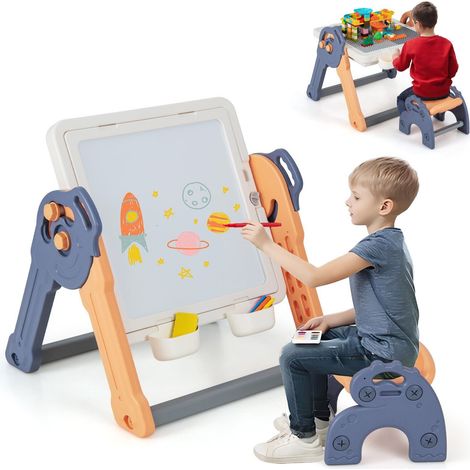 6-In-1 Multi-activity Kids Play Table & Chair Set Folding Kids Painting Easel (1/5)