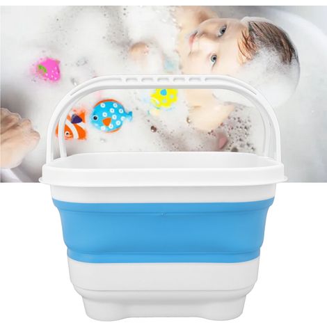 Organisateur de Jouets de Bain Dépliables PP-TPU White+Blue 30x28x18cm avec Base Amovible et Drainage Rapide (1/5)