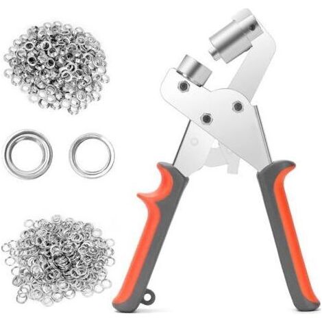 CCYKXA Pince à Oeillets Professionnelle, Pince à œillets Multifonction, avec 100 Oeillets (Ø Intérieur 10mm), pour Bâche Cuir Carton Tissu PVC (1/5)